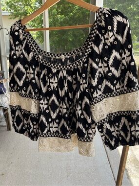 Christian siriano ikat print boho blouse